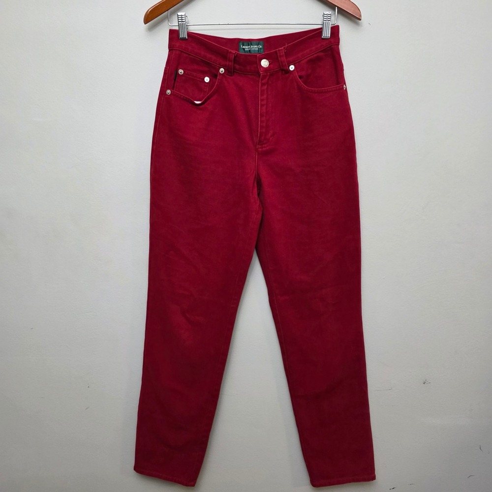 Lauren Jeans Co.‎ Red Corduroy Jeans Size 4 High Waisted Classic 90s Style